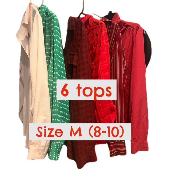 Women’s blouse work shirt top bundle 6 piece bulk button up long sleeve casual - Picture 1 of 11